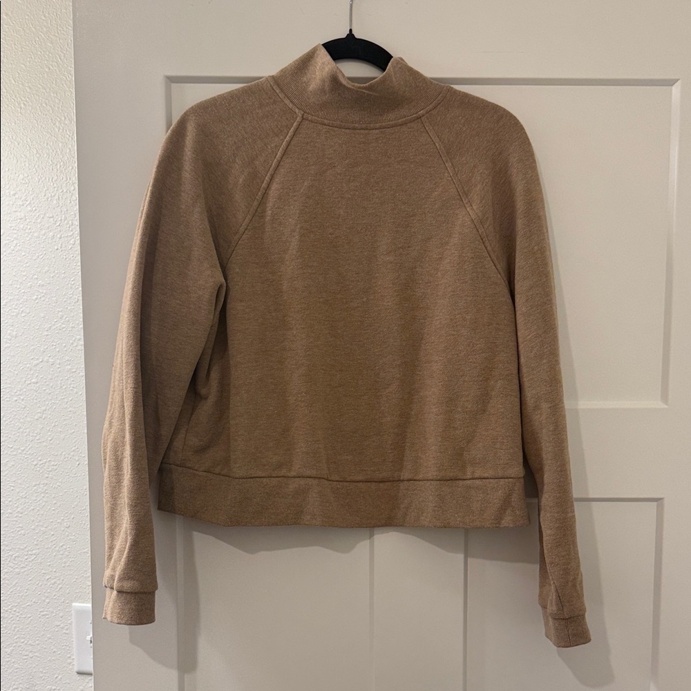 Women's Mock Neck Sweatshirt - Tan